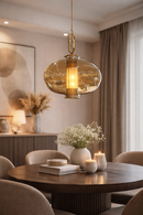 Pendente de Vidro Dourado Oval