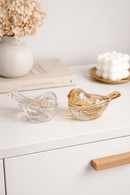 Mini Porta-Joias Potiche de Cristal Âmbar com Pássaro 11x7 cm | Decorativo