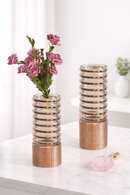 Vaso Decorativo de Vidro com Anéis Rosé – 43 x 17 cm