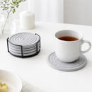 Porta-Copos de Mesa Kit com 6 Peças 11,5cm – Algodão Natural Dupla Face (Cinza Claro)