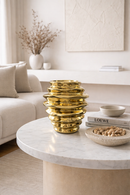 Vaso Potiche Dourado Porcelana Decorativo Para Flores 24x22 Dourado