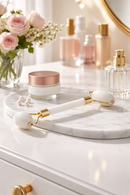 Massageador Facial Roller Quartzo Skin Care Branco E Gold