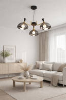 Lustre Pendente Nórdico Moderno em Vidro Preto (Fumê) com 3 LEDs