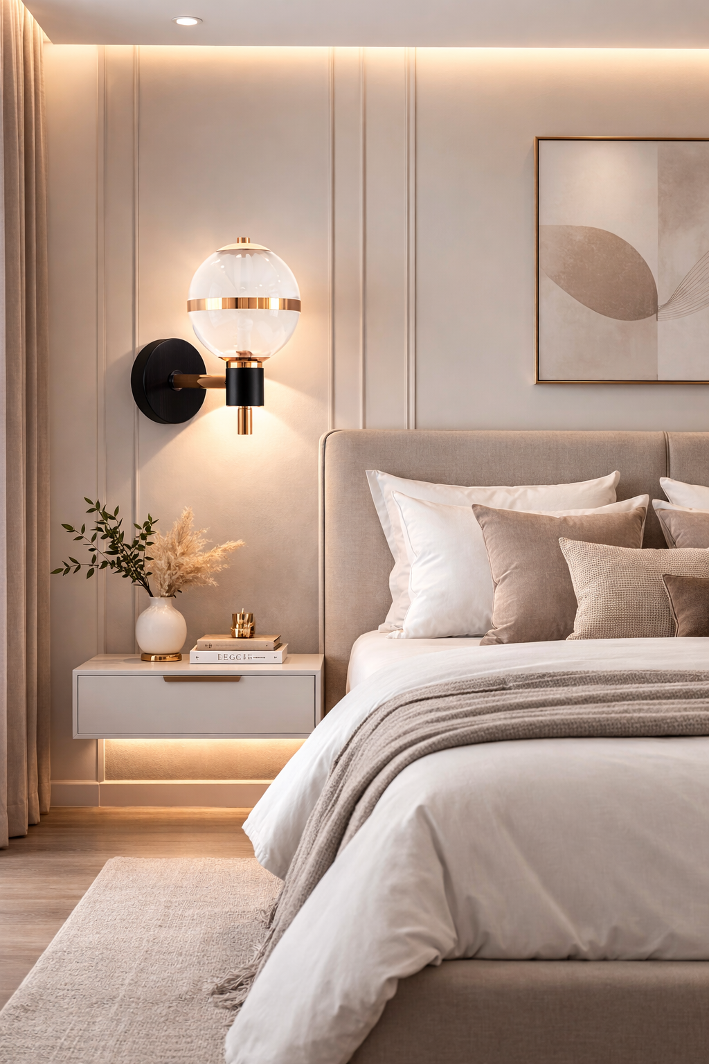 Arandela Moderna Globo Branco com Estrutura Rosê Gold 23x19cm – Bivolt