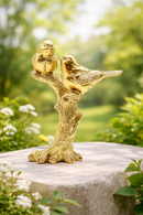 Escultura Decorativa Pássaro Casal Dourado – 18 x 15 cm