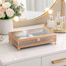Porta Jóias Metal Rose Gold Vidro Requinte 9 X 31