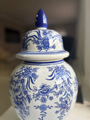 Vaso Decorativo Porcelana Azul E Branco Luxo Clássico 50x30