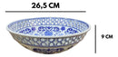 Fruteira Centro De Mesa Saladeira Porcelana Azul Branca 26x9