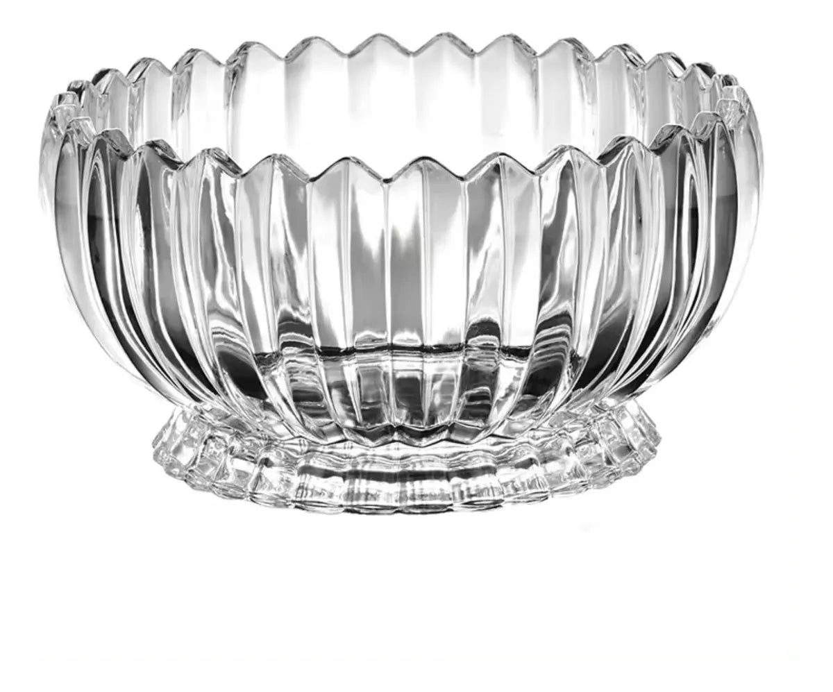 Fruteira de Cristal Centro de Mesa Redonda Requinte 22x12CM Incolor