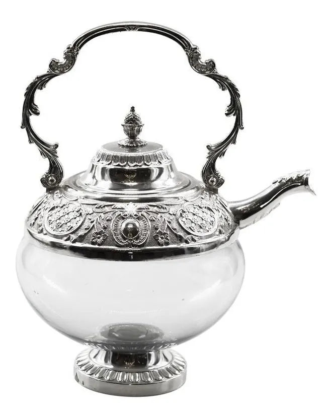 Chaleira de Vidro e Metal Super Luxo 30x23cm – Cinza