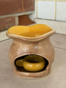Queimador Aromático Rechaud Suporte Porta-Vela em Cerâmica Amarelo