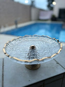 Boleira Centro de Mesa Vidro Borda Dourada 22cm Elegante