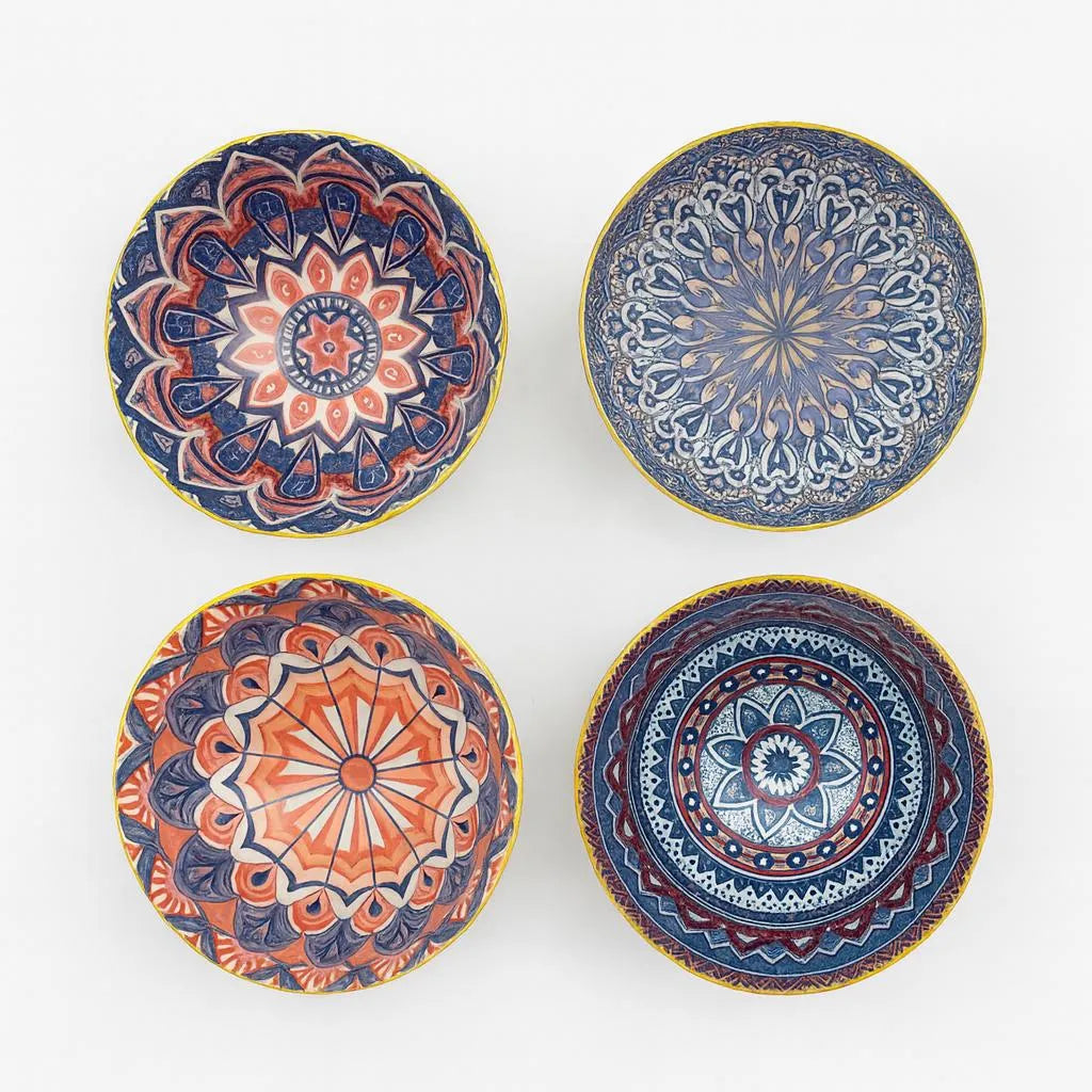 Jogo De 4 Tigelas Bowl Sortidas Porcelana + Caixa Presente Laranja