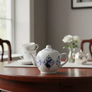 Bule Porcelana Azul Cavalo Marinho Luxo 21x13x14 cm