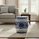 Puff Cerâmico Seat Garden Oriental Azul e Branco – Banqueta Decorativa