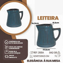 Leiteira de Cerâmica Frisada 1L Azul Acqua Marine – Elegância e Sofisticação na Sua Mesa