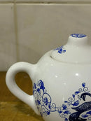 Bule Porcelana Azul Cavalo Marinho Luxo 21x13x14 cm