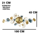 Relógio Decorativo Imperial Folhas Douradas – 100cm | Design Sofisticado