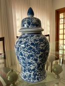 Vaso Decorativo Porcelana Azul E Branco Luxo Clássico 40x19