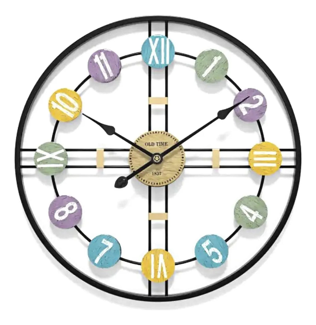 Relógio de Parede Retrô Vintage Old Time em Metal Vazado – 50 cm | Preto