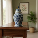Vaso Decorativo Porcelana Azul E Branco Luxo Clássico 40x19
