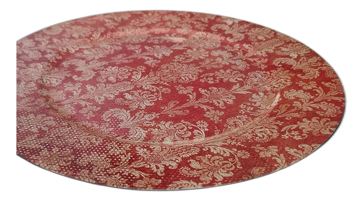 Jogo de Sousplat Vermelho Imperial 6 Peças em Poliresina – 33 x 33