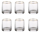 Copo De Whisky Vidro Jogo 6 Peças Borda Dourada 270ml Transparente Borda Dourada
