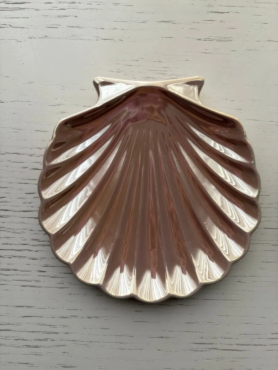 Bandeja Decorativa Porta-Joias em Porcelana Concha Rosa – Luxo para Lavabo