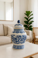 Vaso Decorativo Porcelana Classic Blue White Importado 29x16 Branco Azul