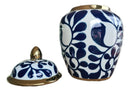 Vaso Elegance Porcelana Branco, Azul e Dourado 30x20