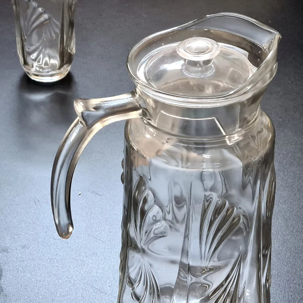 Jarra de Vidro com 6 Copos e Tampa – Suco e Água 1800ml