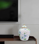 Vaso Decorativo Porcelana Branco e Dourado Floral 30x22
