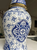 Vaso Decorativo em Porcelana Azul e Branco 40x19cm – Estilo Moderno Luxo