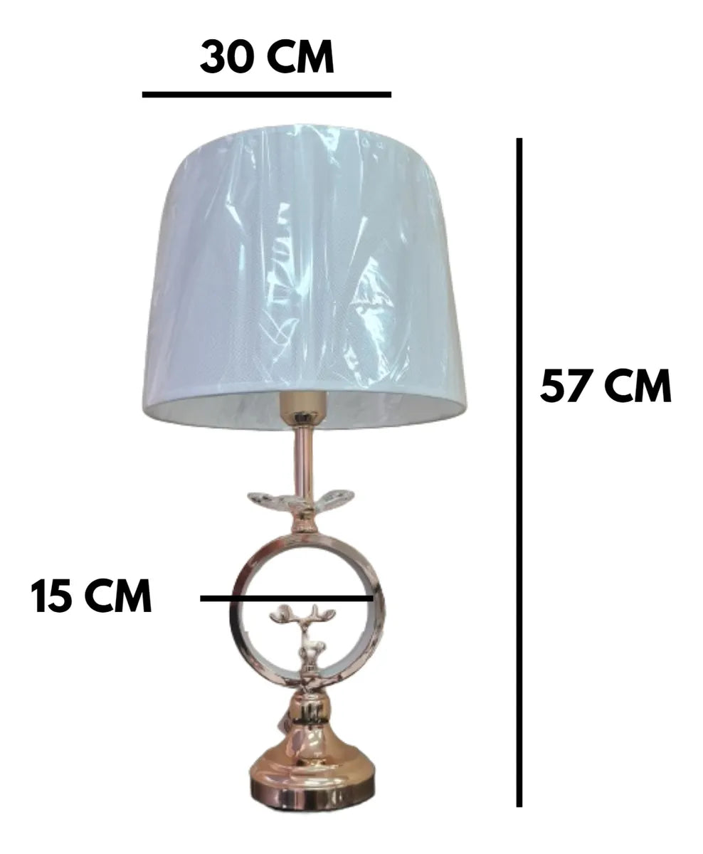 Abajur Decorativo Alce Rosé Gold com Globo Branco 57x30