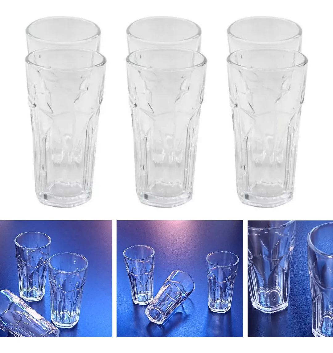 Jogo 6 Copos de Vidro para Água e Suco 350ml – Transparente | 14 x 7,5 cm