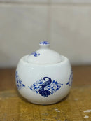 Açucareiro Porcelana Azul Cavalo Marinho Luxo 12x12 cm