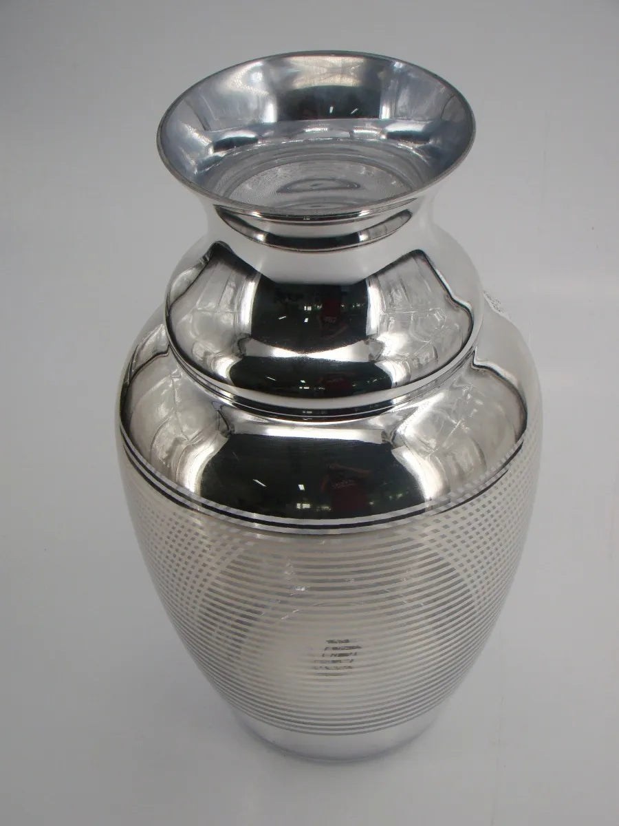 Vaso Decorativo de Vidro Prata com Listras – 40 x 22 cm