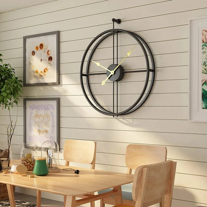Relógio de Parede 3D Preto em Metal – Design Europeu 50cm (Vazado)