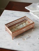 Porta Jóias Metal Rose Gold Vidro Requinte 9 X 31