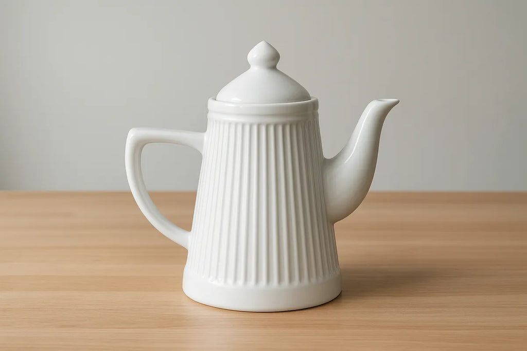 Bule Branco em Cerâmica Frisada – 900ML