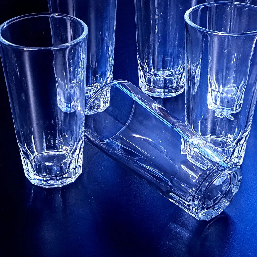 Jogo com 6 Copos de Vidro para Água/Suco 350 ml – Transparente (14 x 7 cm)
