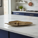 Travessa Decorativa em Metal Formato Folha – Requinte 40 x 19 cm | Bronze