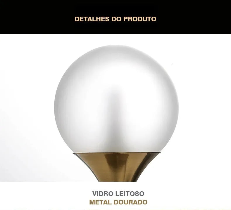 Abajur Luminária em Metal Dourado – Design Europeu Moderno | 42 x 27 cm