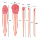 Kit Pincéis de Maquiagem Viagem com Espelho – 5 Pincéis Rosa