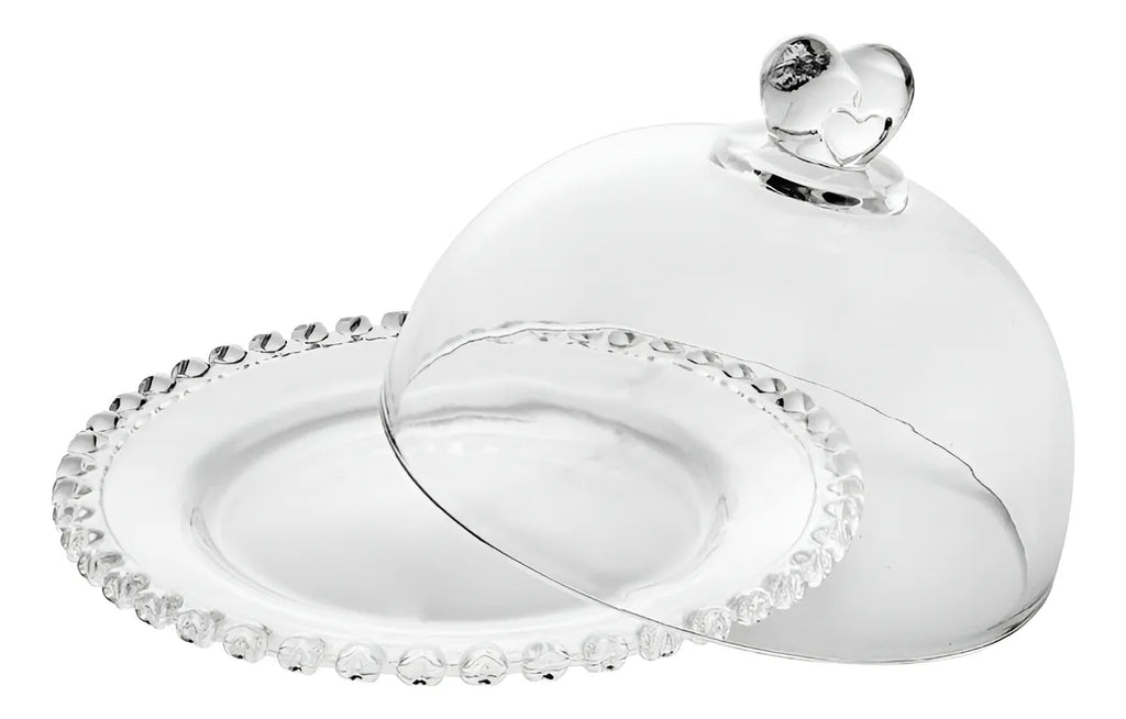 Queijeira de Cristal Coração Luxo com Tampa – Mesa Posta Transparente