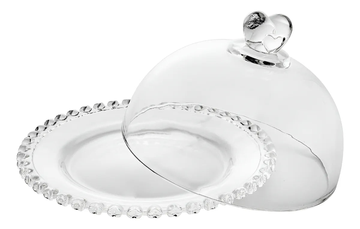 Queijeira de Cristal Coração Luxo com Tampa – Mesa Posta Transparente