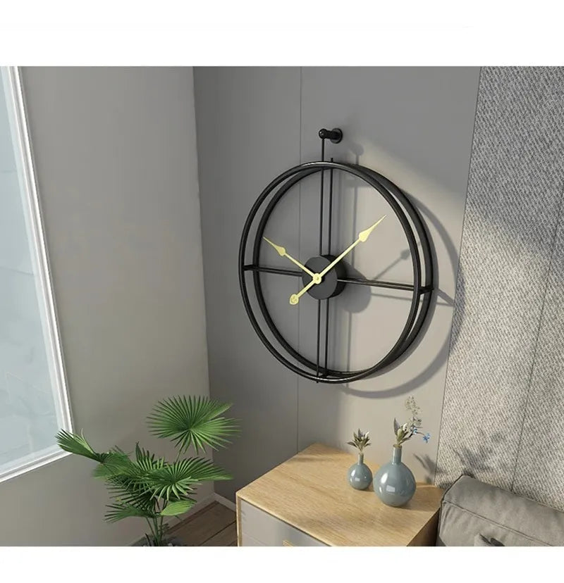 Relógio de Parede 3D Preto em Metal – Design Europeu 50cm (Vazado)