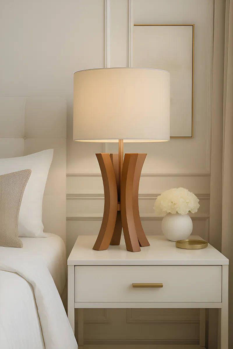 Abajur Luminária Madeira Imbuia Cúpula Bege 54x35 Marrom Imbuia 127/220v