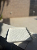 Bandeja Quadrada de Porcelana Branca 20x20cm Estilo Waffle Elegante