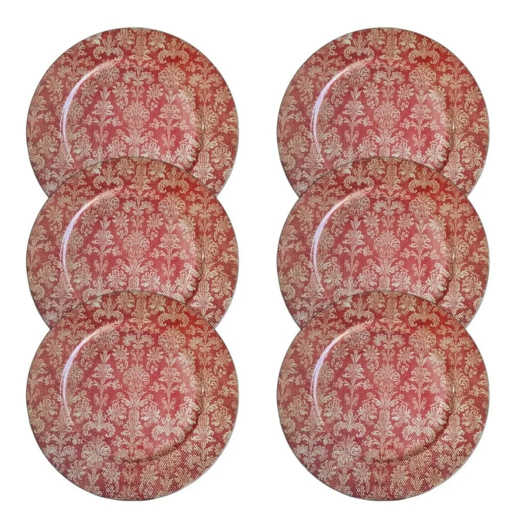 Jogo de Sousplat Vermelho Imperial 6 Peças em Poliresina – 33 x 33